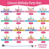 32PCS Unicorn Birthday Party Hats Unicorn Party Supplies Paper Crowns Unicorn Crown Unicorn Headband for Girls Unicorn Party Decorations Princess Boys Dress Unicorn Theme Decorations Favors, 16 Styles