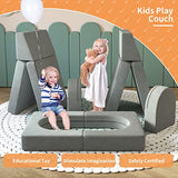 wanan Kids Couch 10PCS, for Toddler with Modular for Playroom Bedroom, 10 in 1 Multifunctional Couch for Playing, Creativing, Sleeping, Indoor Sofa (Grey)