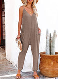 AlvaQ Womens Jumpsuits Dressy Summer Yoga Comfy Pants Spring Outfits 2024 Rompers for Women with Pocket Brown Small