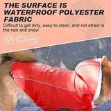 DILLYBUD Winter Dog Raincoat Jacket, Waterproof Windproof Hooded Slicker Poncho with Fleece Liner and Leash Hole for Small to X-Large Dogs and Puppies Boys Girls Dog Clothes for Cold Days,Red XL