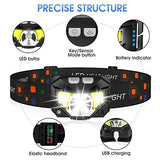 LHKNL Headlamp Flashlight, 1200 Lumen Ultra-Light Bright LED Rechargeable Headlight with White Red Light,2Pack Waterproof Motion Sensor Head Lamp,8 Mode for Outdoor Camping Running Cycling Fishing