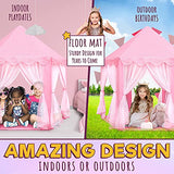 ORIAN Princess Castle Playhouse Tent for Girls with LED Star Lights – Indoor & Outdoor Large Kids Play Tent – ASTM Certified, Princess Tent Gift, 230 Polyester Taffeta. Pink 55"x53".