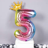 Number 5 Balloon,Children's Birthday Party Decorative Balloons, Digital Crown Aluminum Balloons (5)
