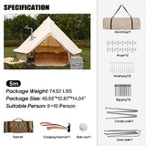 ONLYCTR Bell Tent for Camping, Luxury Cotton Tent, Yurt Canvas Tent with Stove Jack, Outdoor Canvas Bell Tent for 4/6/8/10 Person Family 4 Season Camping (16.5' (5M), Beige)