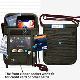 WALNEW Passport Holder Neck Pouch Travel Wallet for Women and Men, RFID Blocking Security Slim Traveling Wallet with Around Neck Lanyard Strap, Army Green