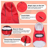 DILLYBUD Winter Dog Raincoat Jacket, Waterproof Windproof Hooded Slicker Poncho with Fleece Liner and Leash Hole for Small to X-Large Dogs and Puppies Boys Girls Dog Clothes for Cold Days,Red XL