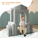 wanan Kids Couch 10PCS, for Toddler with Modular for Playroom Bedroom, 10 in 1 Multifunctional Couch for Playing, Creativing, Sleeping, Indoor Sofa (Grey)