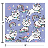 Kitty Unicorn Party Supplies Pastel Rainbow Cat Plates Napkins Set (64 Count)