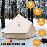 ONLYCTR Bell Tent for Camping, Luxury Cotton Tent, Yurt Canvas Tent with Stove Jack, Outdoor Canvas Bell Tent for 4/6/8/10 Person Family 4 Season Camping (16.5' (5M), Beige)