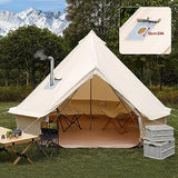 ONLYCTR Bell Tent for Camping, Luxury Cotton Tent, Yurt Canvas Tent with Stove Jack, Outdoor Canvas Bell Tent for 4/6/8/10 Person Family 4 Season Camping (16.5' (5M), Beige)